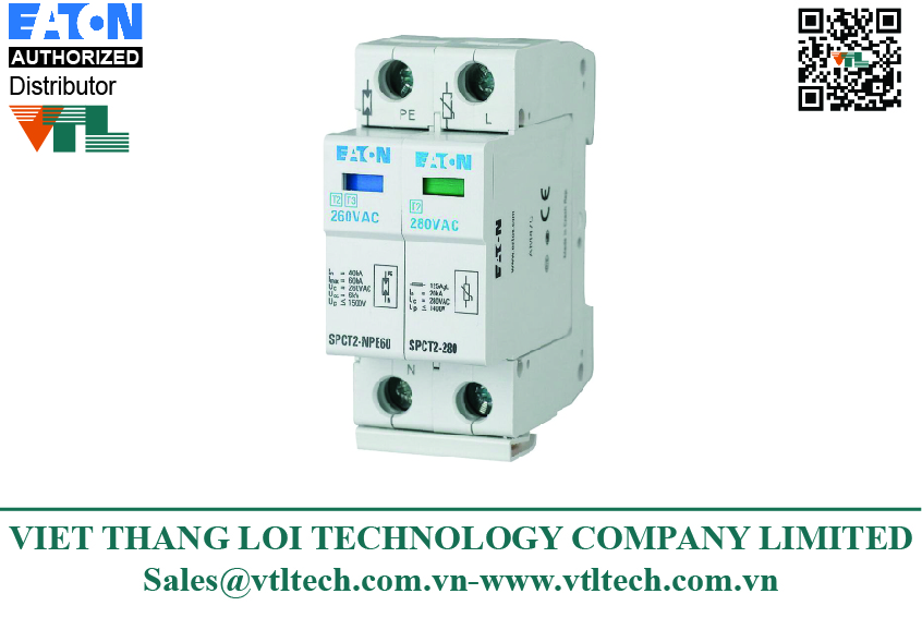 Chống sét nguồn 1 Pha+N Eaton 280VAC, 20 kA, SPCT2-280/1+NPE